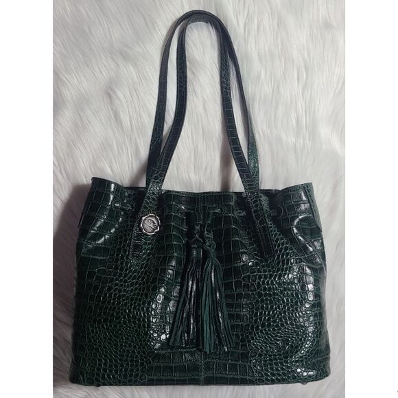 NWT|Patricia Nash|10th Anniversary Whitney Croc Embossed Green Leather Tote - Picture 1 of 11